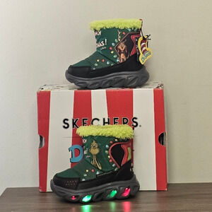 Skechers Toddler Dr Suess Light Up Grinch Snow Boots Size 6T  NWT